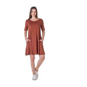 24seven Womens Solid Pocket T-Shirt Dress, Brown, NWT
